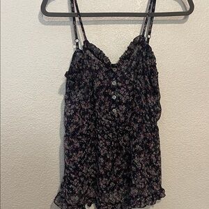 Forever 21 Black and Pink Floral Camisole